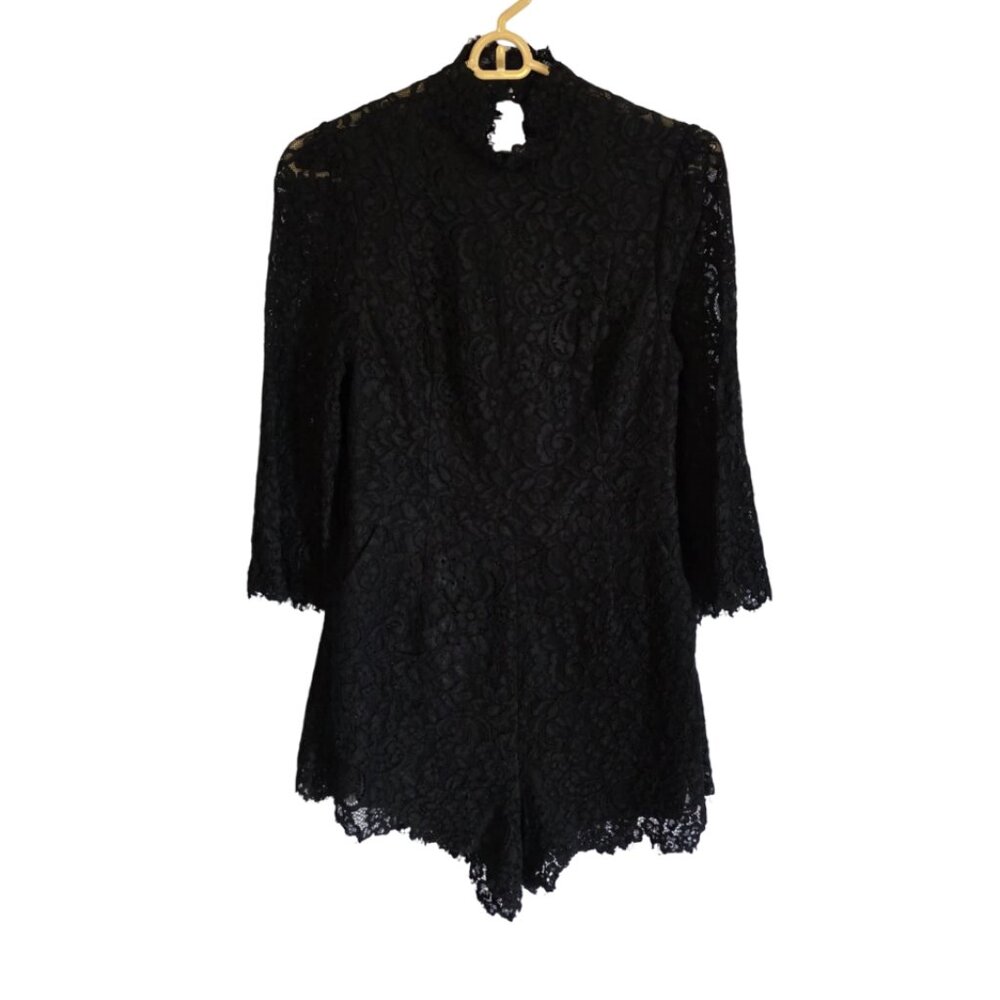 EUC Fame and Partners Black Lace Shorts Romper